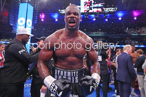 Daniel Dubois celebrates win v Anthony Joshua Wembley Stadium 2024