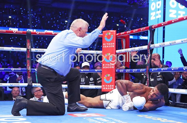 Anthony Joshua counted out v Daniel Dubois Wembley Stadium 2024