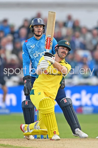 Travis Head Australia hits a six v England 1st ODI Trent Bridge 2024