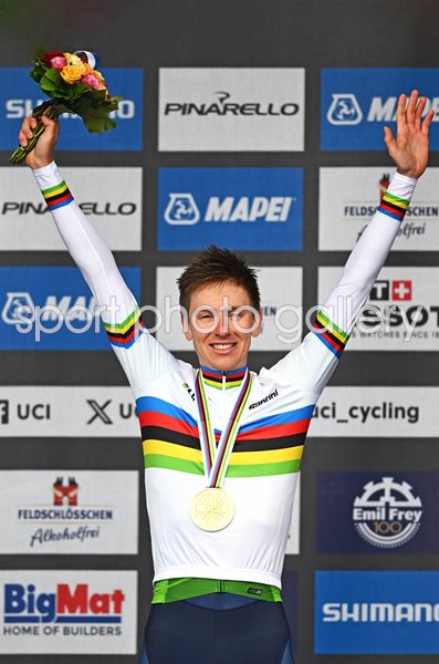Tadej Pogacar Slovenia celebrates World Road Race win Zurich 2024