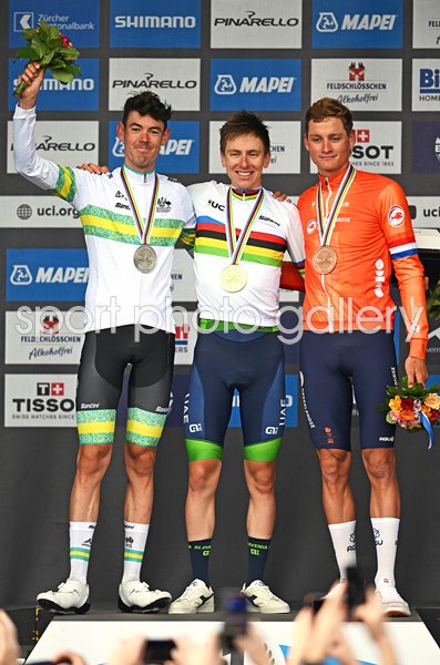 Tadej Pogacar, Ben O'connor & Mathieu Van Der Poel World Road Race Podium 2024