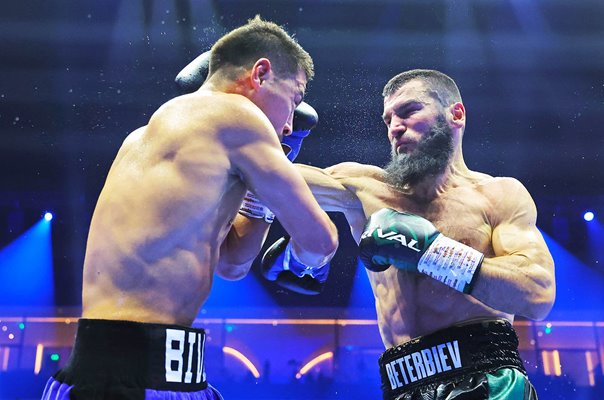 Artur Beterbiev punches Dimitry Bivol Light Heavyweight Title Fight Riyadh 2024