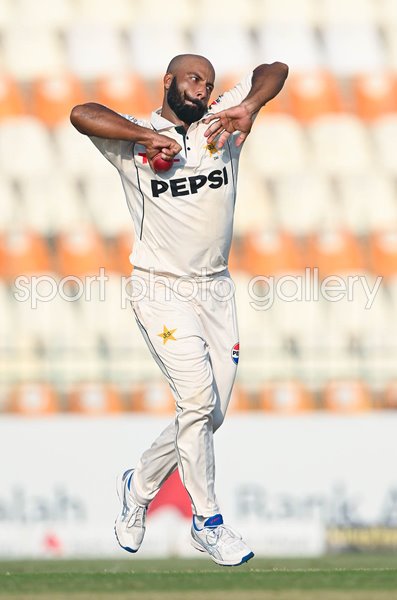 Sajid Khan Pakistan bowls v England 2nd Test Multan 2024