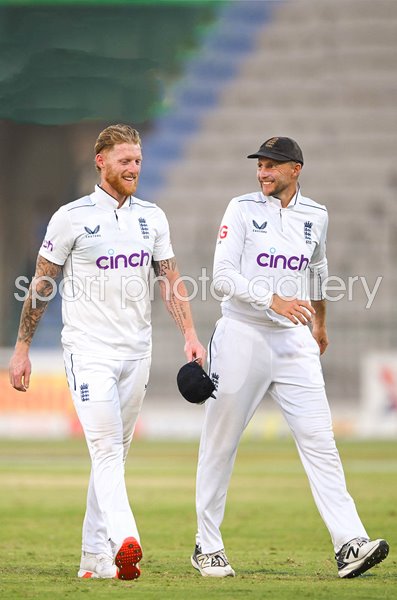 England captain Ben Stokes & Joe Root v Pakistan 2nd Test Multan 2024