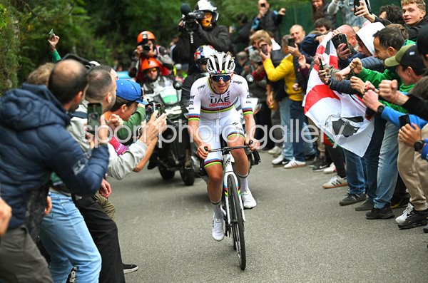 Tadej Pogacar Slovenia & UAE Team Emirates attacks Il Lombardia 2024
