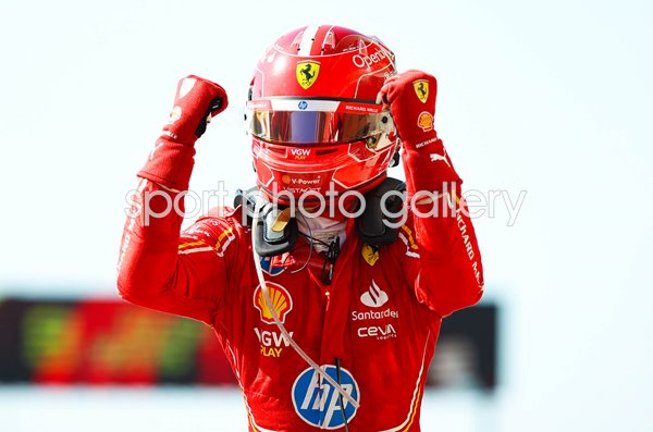 Charles Leclerc Monaco & Ferrari celebrates USA Grand Prix win 2024