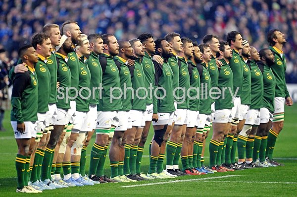 South Africa players line up v Scotland Autumn Series Murrayfield 2024