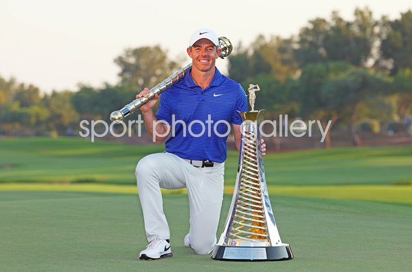 Rory McIlroy World Tour Championship & Race to Dubai Trophies 2024