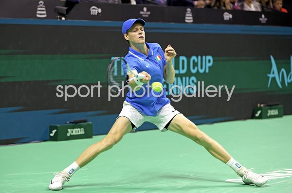 Jannik Sinner Italy forehand v Netherlands Davis Cup Final Malaga 2024
