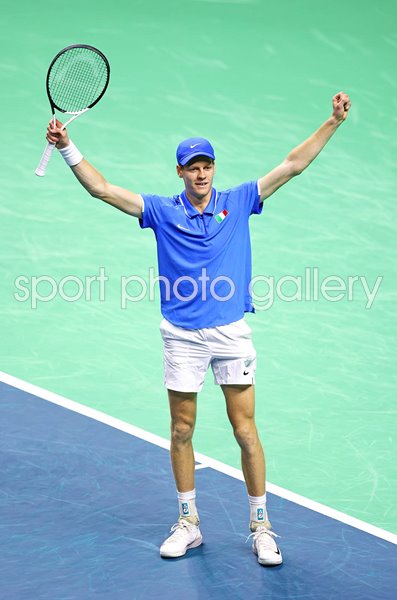 Jannik Sinner Italy celebrates winning Davis Cup Final Malaga 2024