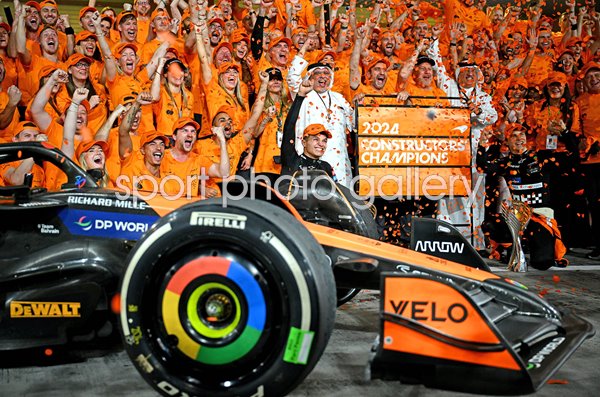 McLaren drivers Lando Norris & Oscar Piastri celebrate F1 Constructors Championship 2024