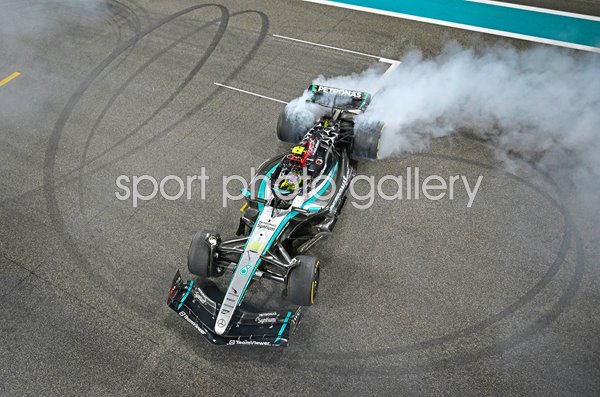Lewis Hamilton Great Britain Final Race celebration in Mercedes Abu Dhabi 2024