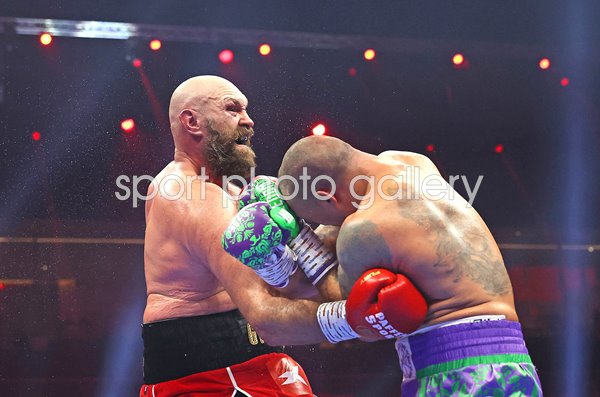 Tyson Fury lands body punch v Oleksandr Usyk Heavyweight Fight Riyadh 2024