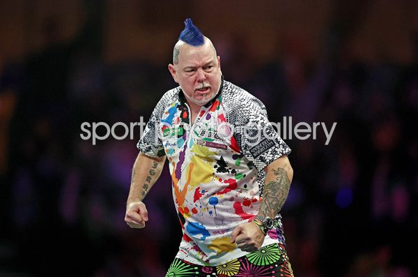 Peter Wright Scotland celebrates v Stephen Bunting World Darts Championships 2025