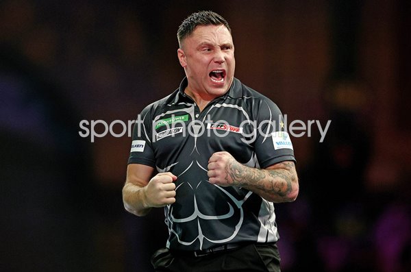 Gerwyn Price Wales celebrates v Chris Dobey World Darts Championships 2025