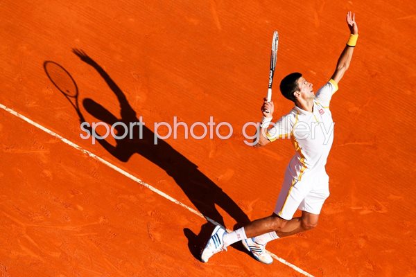 Novak Djokovic serve silhouette Monte Carlo 2013