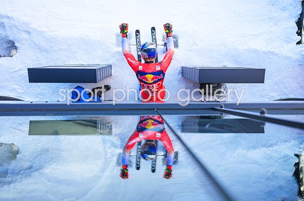 Marco Odermatt Switzerland Start Gate Reflection World Cup Downhill Kitzbuehel 2025