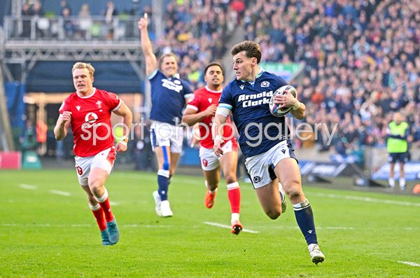 Tom Jordan Scotland scores v Wales Murrayfield Six Nations 2025