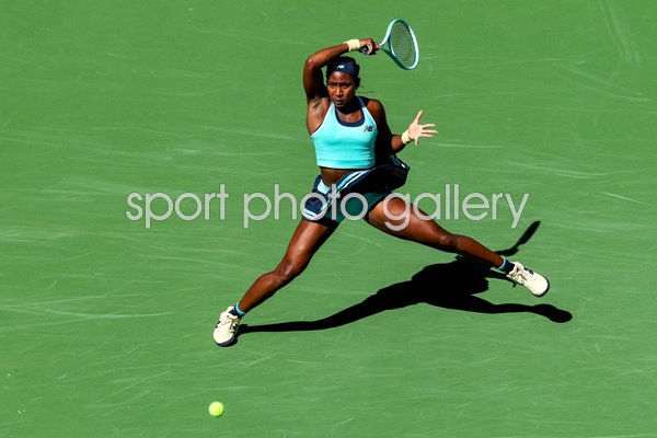 Coco Gauff USA baseline forehand BNP Paribas Open Indian Wells 2025
