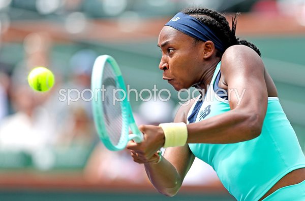 Coco Gauff USA Backhand Focus BNP Paribas Open Indian Wells 2025