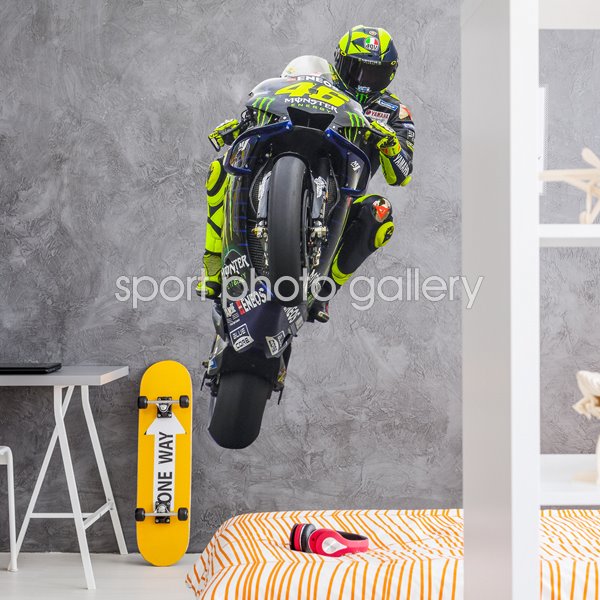 Valentino Rossi Italy & Yamaha Spanish Moto GP Wheelie 2019 Wall Sticker
