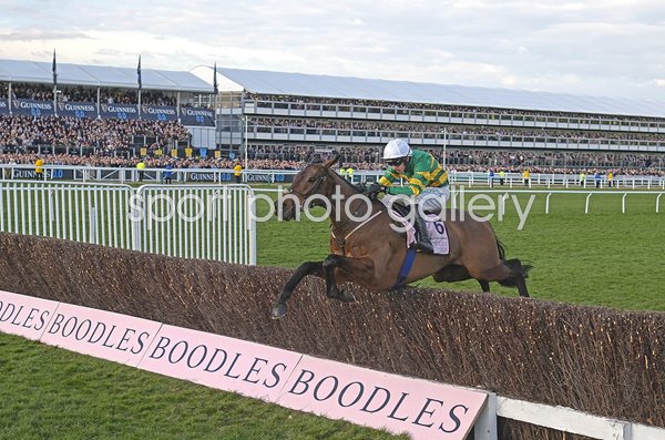 Mark Walsh riding Inothewayurthinkin clear last fence Cheltenham Gold Cup 2025