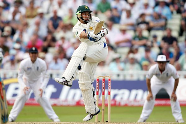 Saeed Ajmal of Pakistan hits out v England