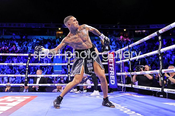 Conor Benn celebrates win v Chris Van Heerden Manchester 2022