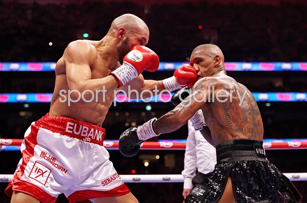 Chris Eubank Jr lands punch v Conor Benn Middleweight Boxing London 2025