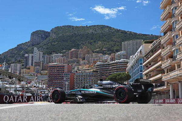George Russell Great Britain driving Mercedes Monaco Grand Prix 2025