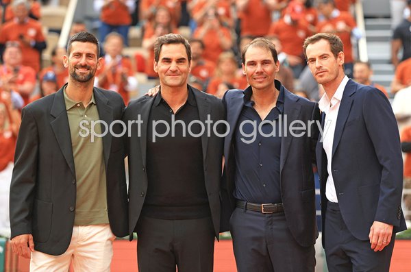 Rafael Nadal with Roger Federer, Novak Djokovic and Andy Murray French Open 2025