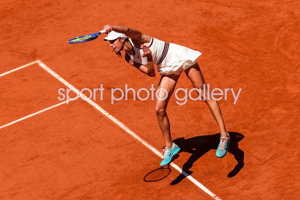 Olga Danilovic Serbia serves v Aryna Sabalenka French Open Paris 2025