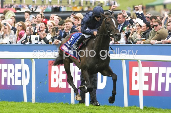 Wayne Lordan winning jockey riding Lambourn The Derby Epsom 2025
