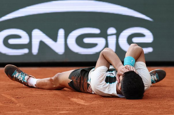 Carlos Alcaraz Spain winning moment French Open Final Paris 2025