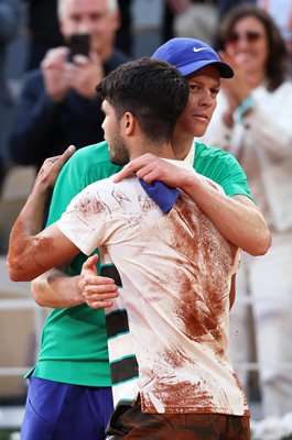 Jannik Sinner Italy greets champion Carlos Alcaraz Spain after epic French Open Final 2025