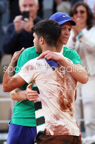 Jannik Sinner Italy greets champion Carlos Alcaraz Spain after epic French Open Final 2025