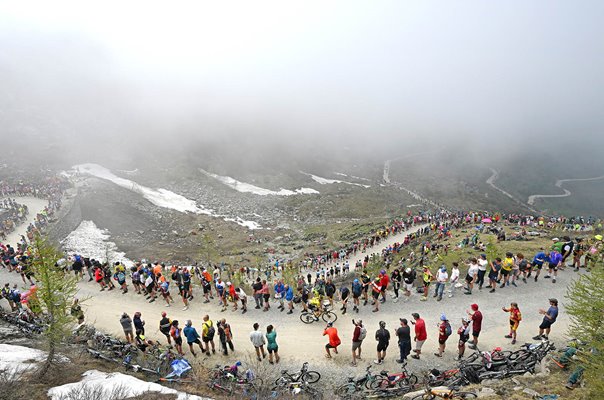 Simon Yates Great Britain climbs Colle delle Finestre Stage 20 Giro d'Italia 2025 
