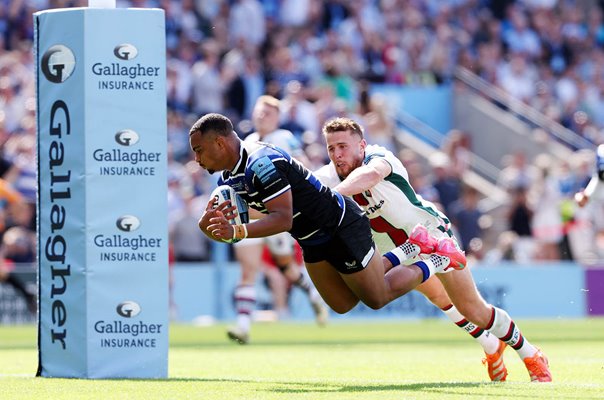 Max Ojomoh Bath scores v Leicester Premiership Rugby Final Twickenham 2025