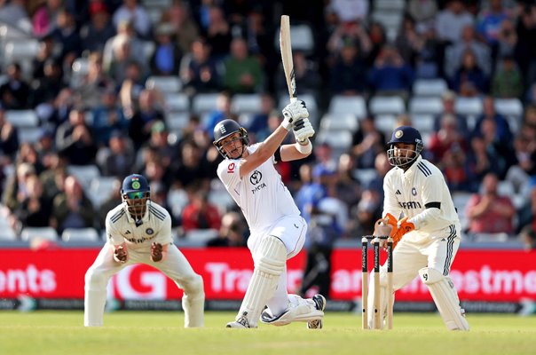Jamie Smith England hits a six to win test v India Headingley 2025