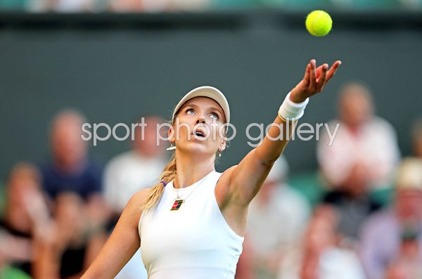 Katie Boulter Great Britain serves v Paula Badosa Wimbledon 2025