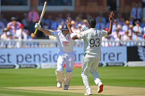 Joe Root England celebrates hundred v India Lord's Test Match 2025