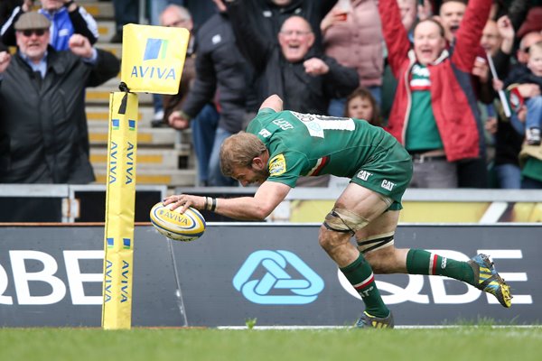 Tom Croft scores Leicesterv Harlequins - Premiership Semi 2013