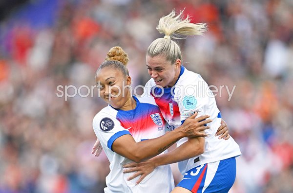 Lauren James & Alessia Russo England celebrate v Netherlands Group D Women's EURO 2025  