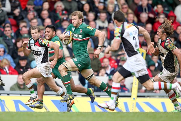 Tom Croft scores Leicesterv Harlequins - Premiership Semi 2013