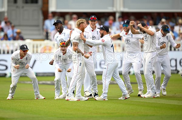 Ben Stokes England celebrates KL Rahul wicket v India Lord's Test 2025