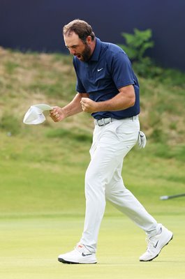 Scottie Scheffler USA celebrates winning British Open Royal Portrush 2025