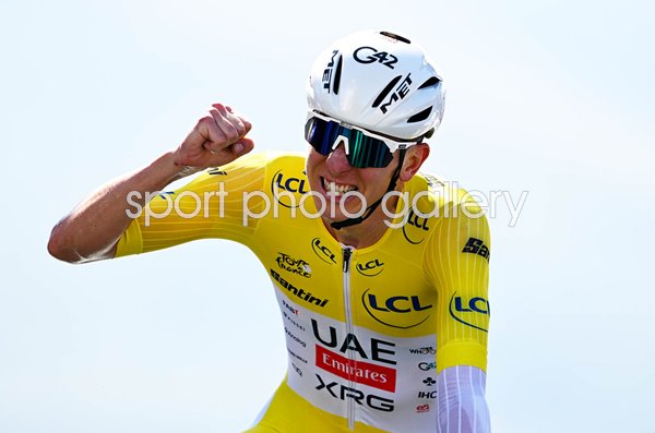 Tadej Pogacar Slovenia celebrates Stage 13 win Tour de France 2025