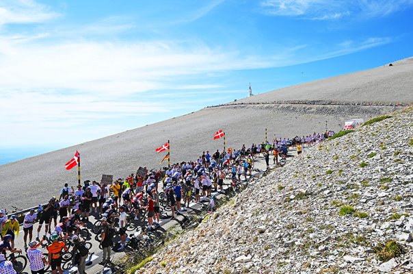 Peloton climb Mont Ventoux Stage 16 Tour de France 2025