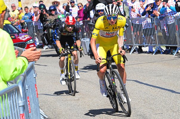 Tadej Pogacar Slovenia leads Jonas Vingegaard Denmark Mont Ventoux Stage 16 Tour de France 2025