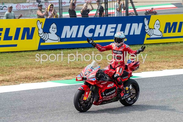 Francesco Bagnaia Italy celebrates Italian Moto GP Sprint 2025